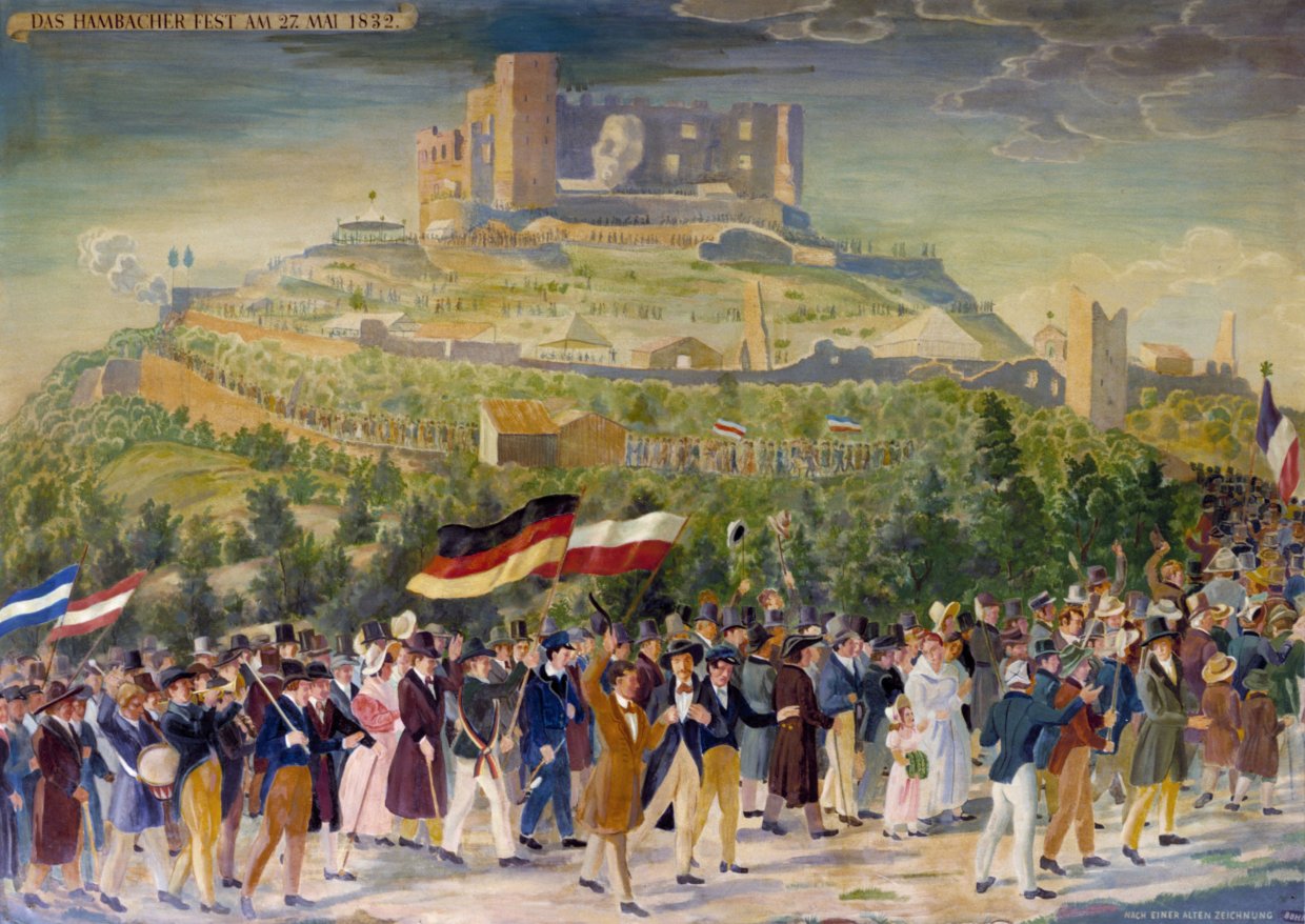 Aquarell vom Hambacher Fest am 27. Mai 1832.