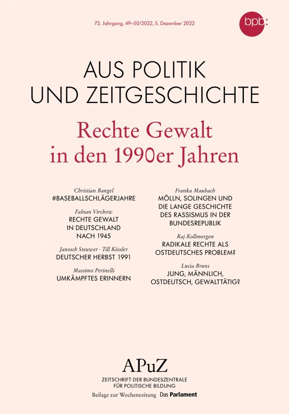 Cover APuZ 49-50/2022 "Rechte Gewalt in den 1990er Jahren"