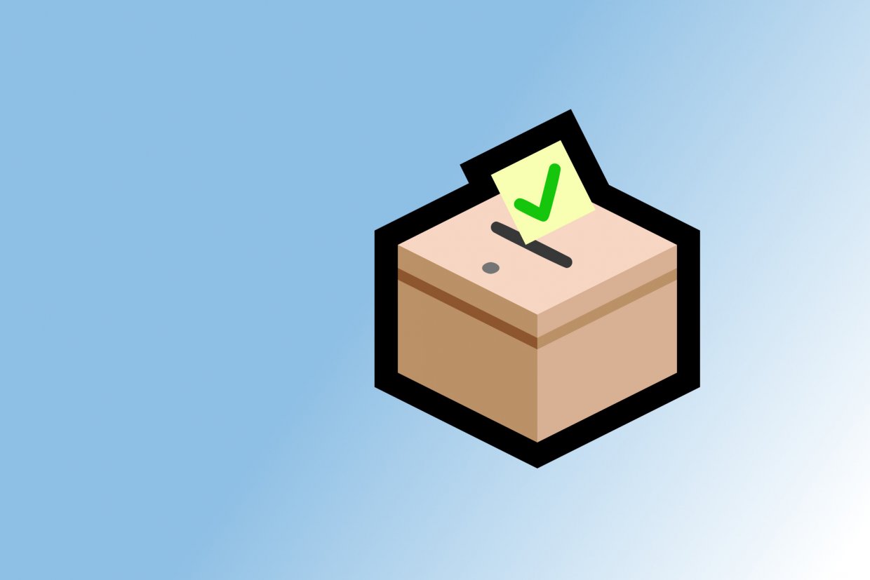 Dekoratives Bild mit einer Wahlurne als Emoji