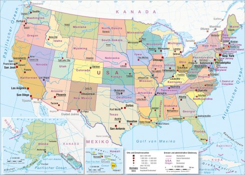 Landkarte Usa Staaten Amerika Politische