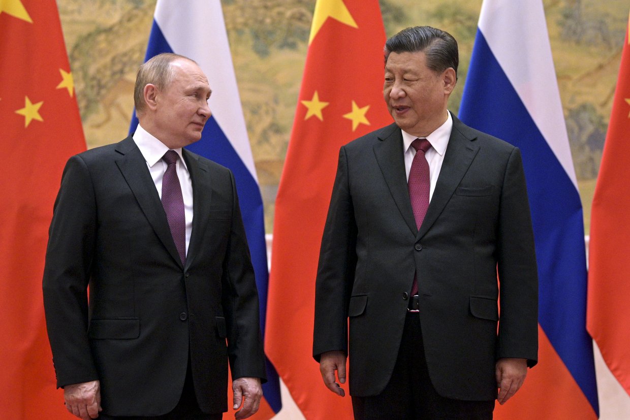 Russlands Präsident Wladimir Putin und der chinesische Präsident Xi Jinping trafen sich zum Start der Olympischen Winterspiele am 4. Februar 2022 in Peking.
