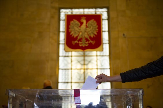 On July 12, 2020 in Warsaw, Poland. Poles are voting in the presidential election run-off where the incumbent president Andrzej Duda, backed up by the national-conservative Law and Justice (PiS) party is facing the liberal, Mayor of Warsaw Rafal Trzaskowski. (Photo by Aleksander Kalka/NurPhoto)
