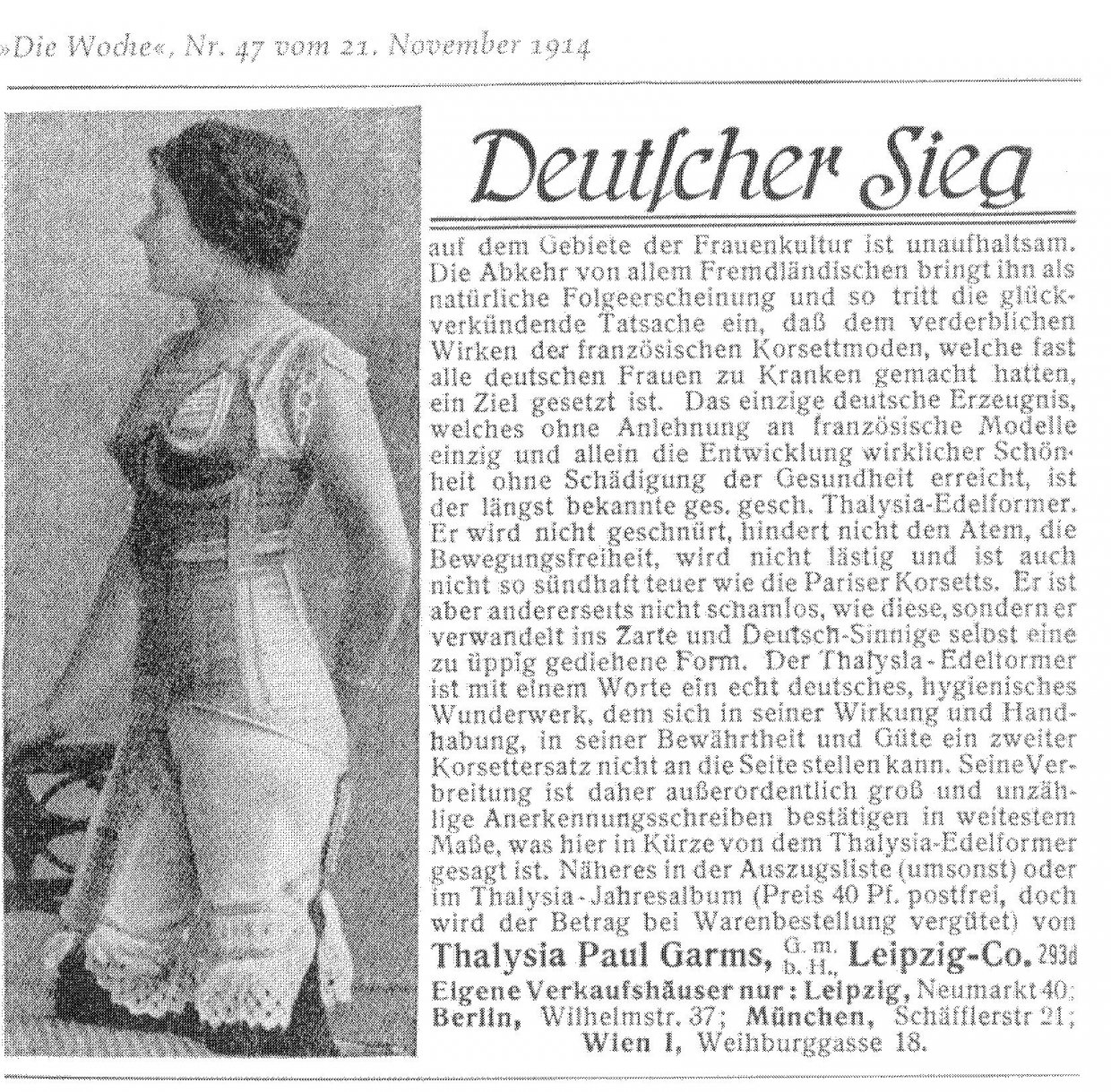 Deutscher Sieg - Historischer Zeitungsausschnitt, aus: Die Woche, Nr. 47, 21. November 1914.
