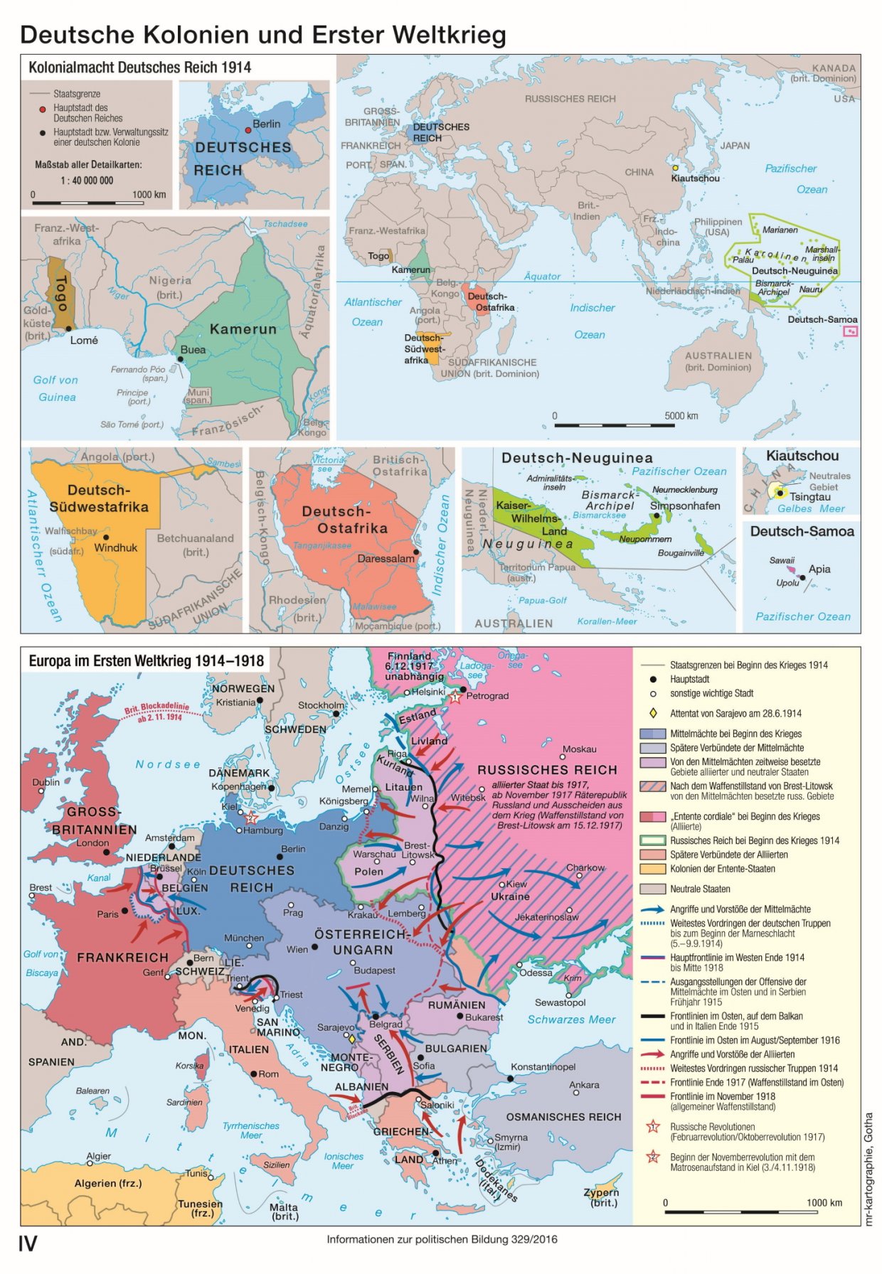 Karten Deutsche Kolonien und Erster Weltkrieg